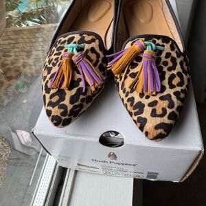 Hush Puppies Leopard Flats with Multicolor Tassels